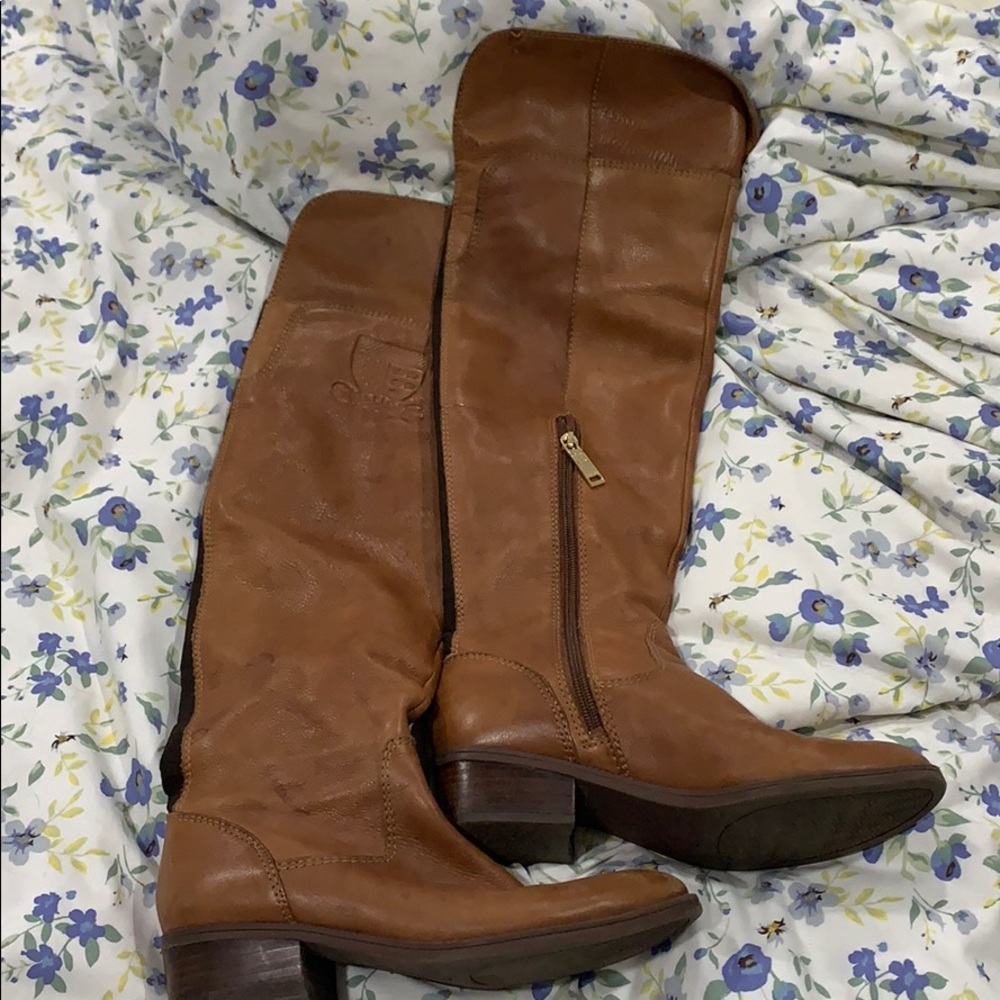 Tan knee boots